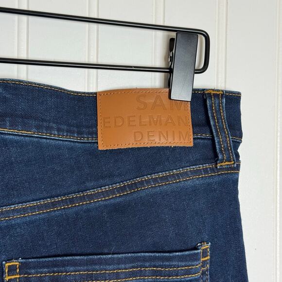 Sam Edelman Skinny Flare-Leg Patch Pockets Pants Dark Wash Denim Jeans Size 30 - Picture 7 of 10